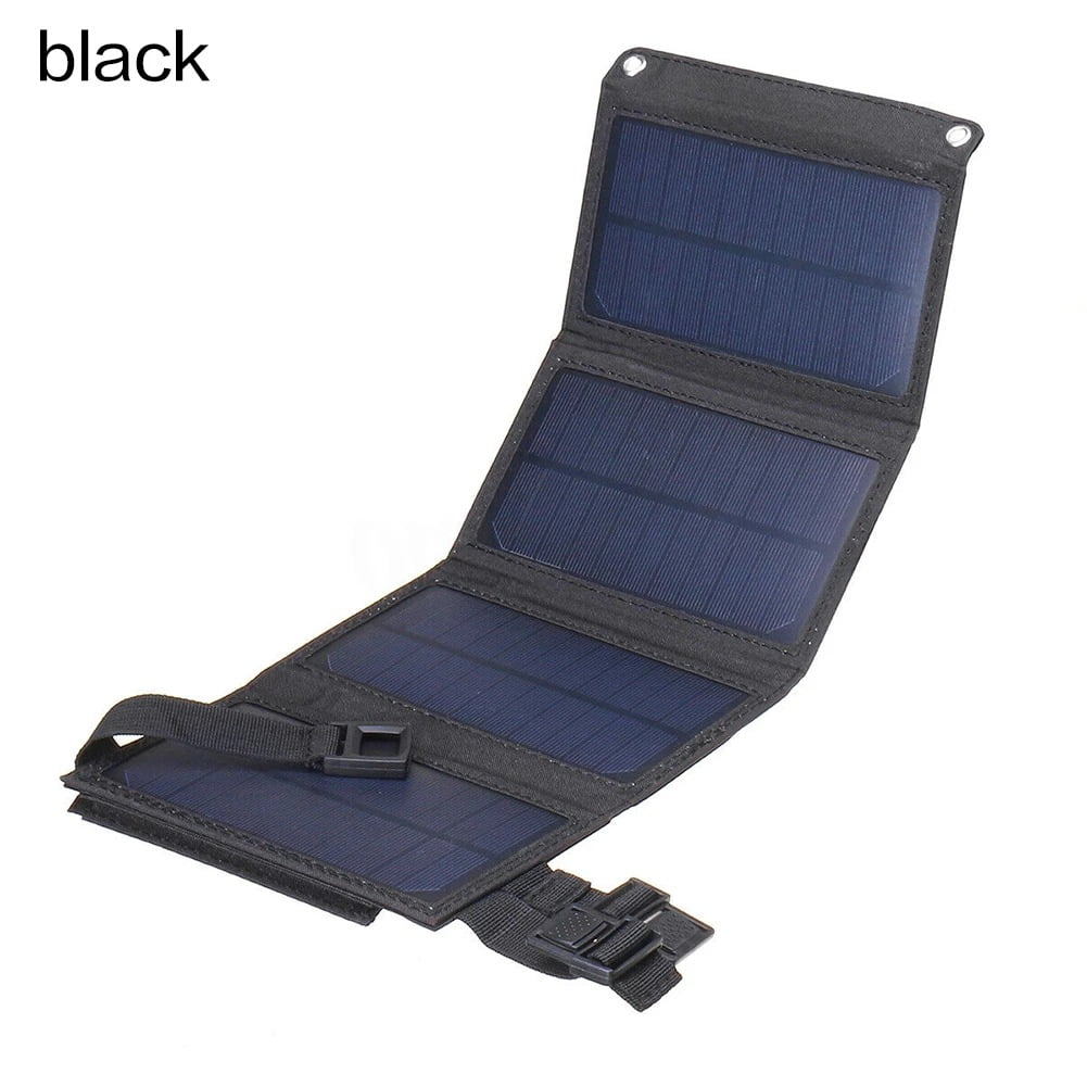 Solar Charger Portable Solar Phone Charger with 4 Solar Panels，Dual 2A Outputs Outdoor External Pack for iPhone,ipad,Tablets Android,Solar Array for Hiking,Camping