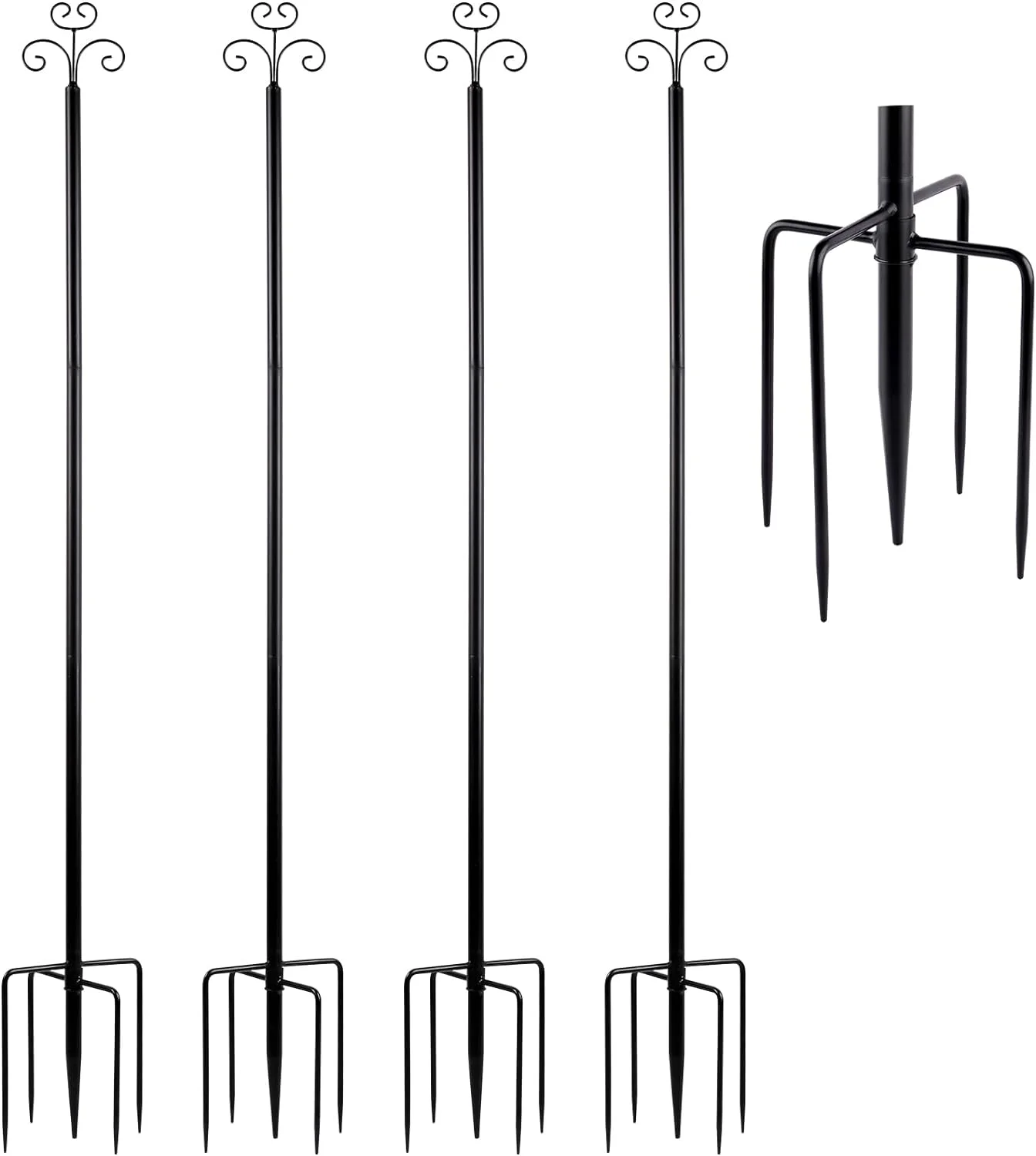 String Light Poles for Outdoor String Lights, 4 Pack 10FT Harder Metal Stand Poles for Hanging String Lights for Patio, Garden, Bistro, Wedding, Parties