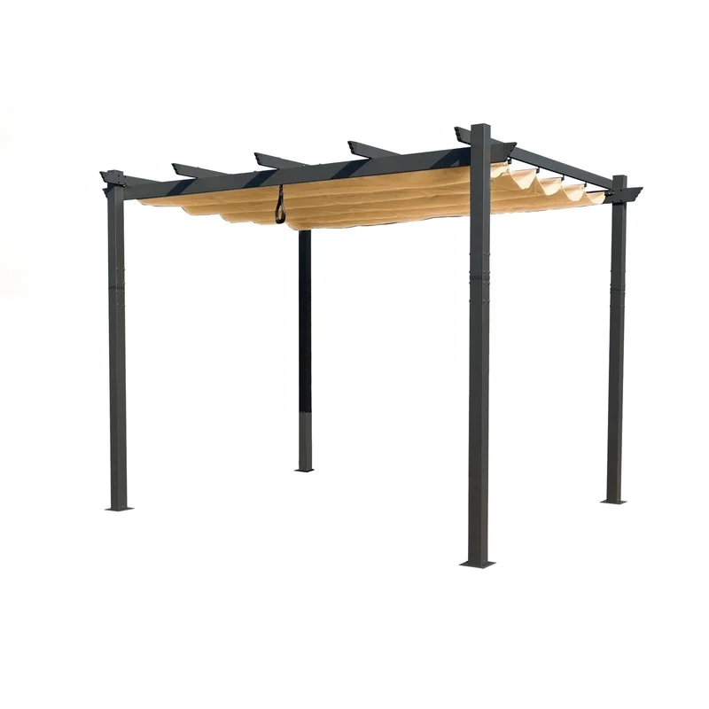 Kozyard Morgan Outdoor Extra-Large Gray Aluminum Frame Pergola with Sunshade Canopy (10'x12', Beige, Canopy Only)