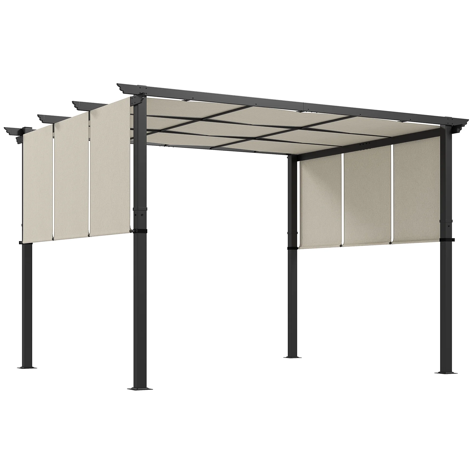 Outsunny 10' x 12' Metal Pergola with Retractable Canopy for Patio, Deck
