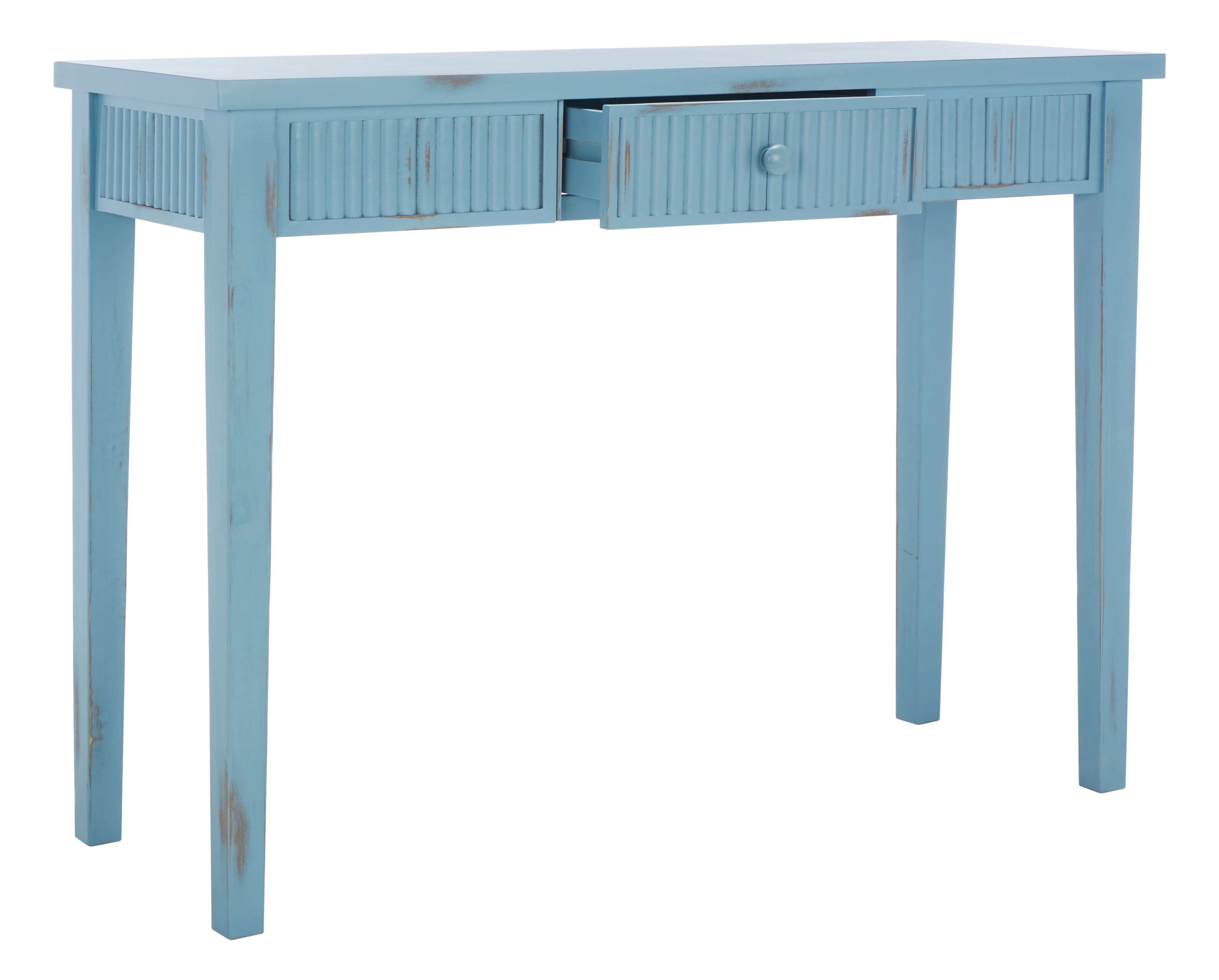 SAFAVIEH Beale Amish Blue Wood Console Table with Drawer (43.3 in. W x 15.8 in. D x 32 in. H)