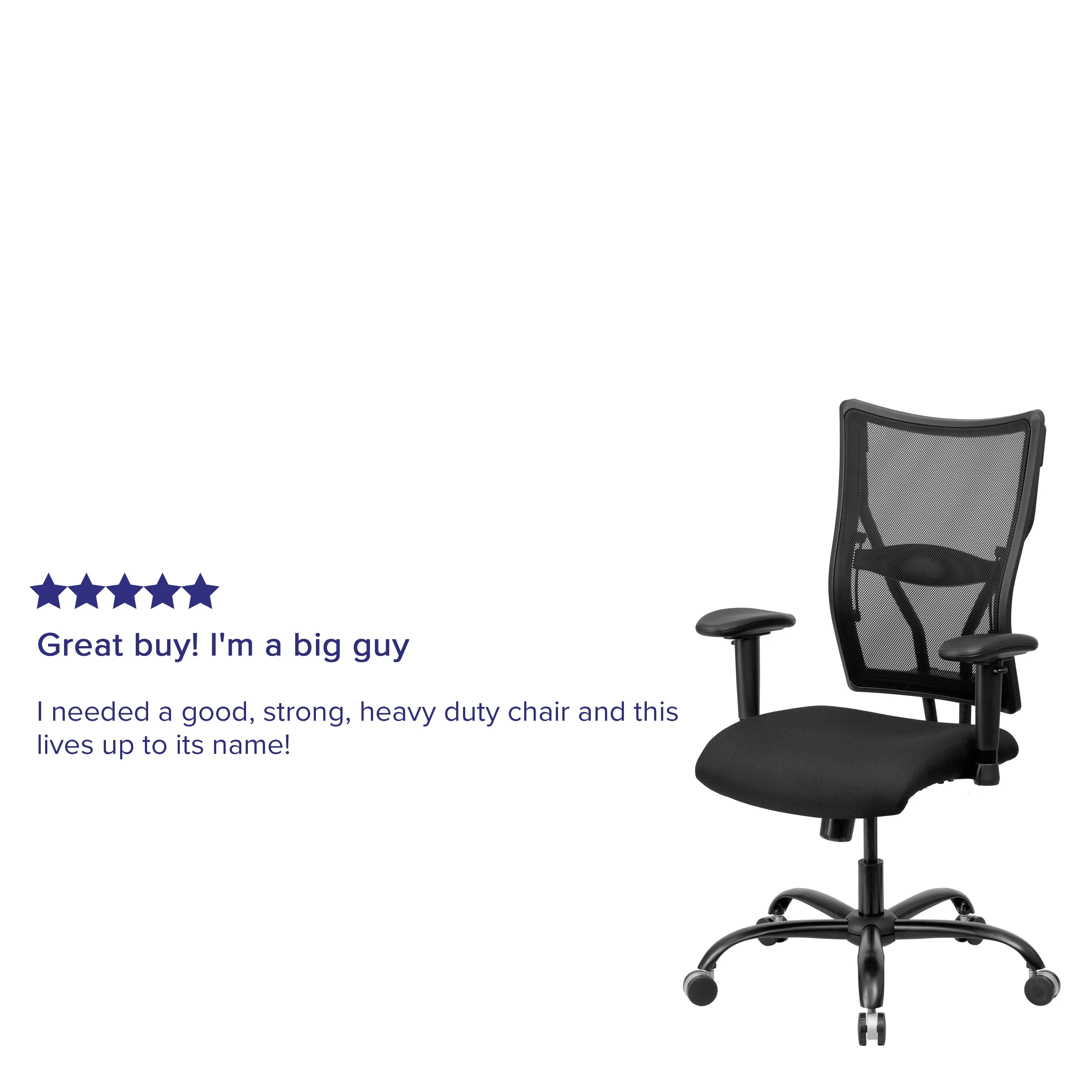 Emma + Oliver 400 lb. Big & Tall Black Mesh Swivel Ergonomic Office Chair with Adjustable Arms