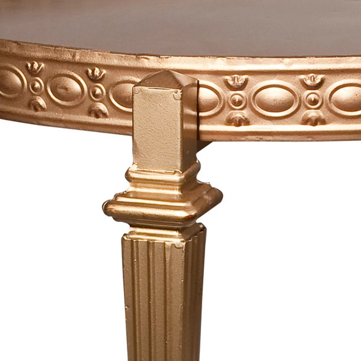 32 Inch Metal Cocktail Table, Circular Pattern Edged Round Top, Copper- Saltoro Sherpi