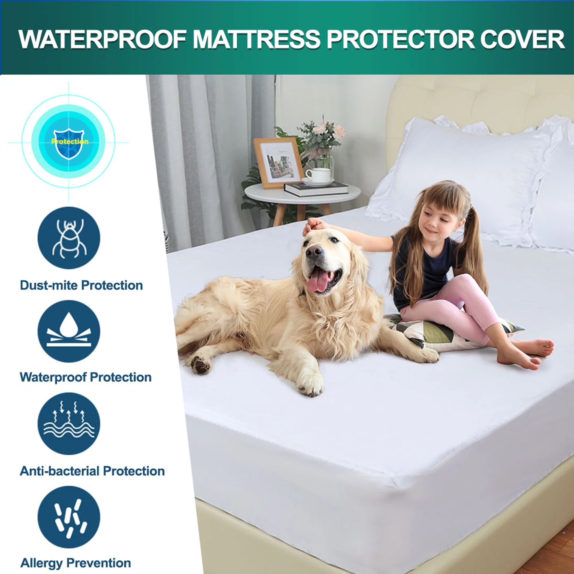 REGALWOVEN Twin Fitted Sheet Soft Cotton Mattress Protector fits 14