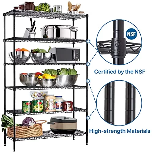 Dkelincs 6-Tier Wire Shelving Metal Utility Steel Storage Shelves for Garage Kitchen Living Room 42