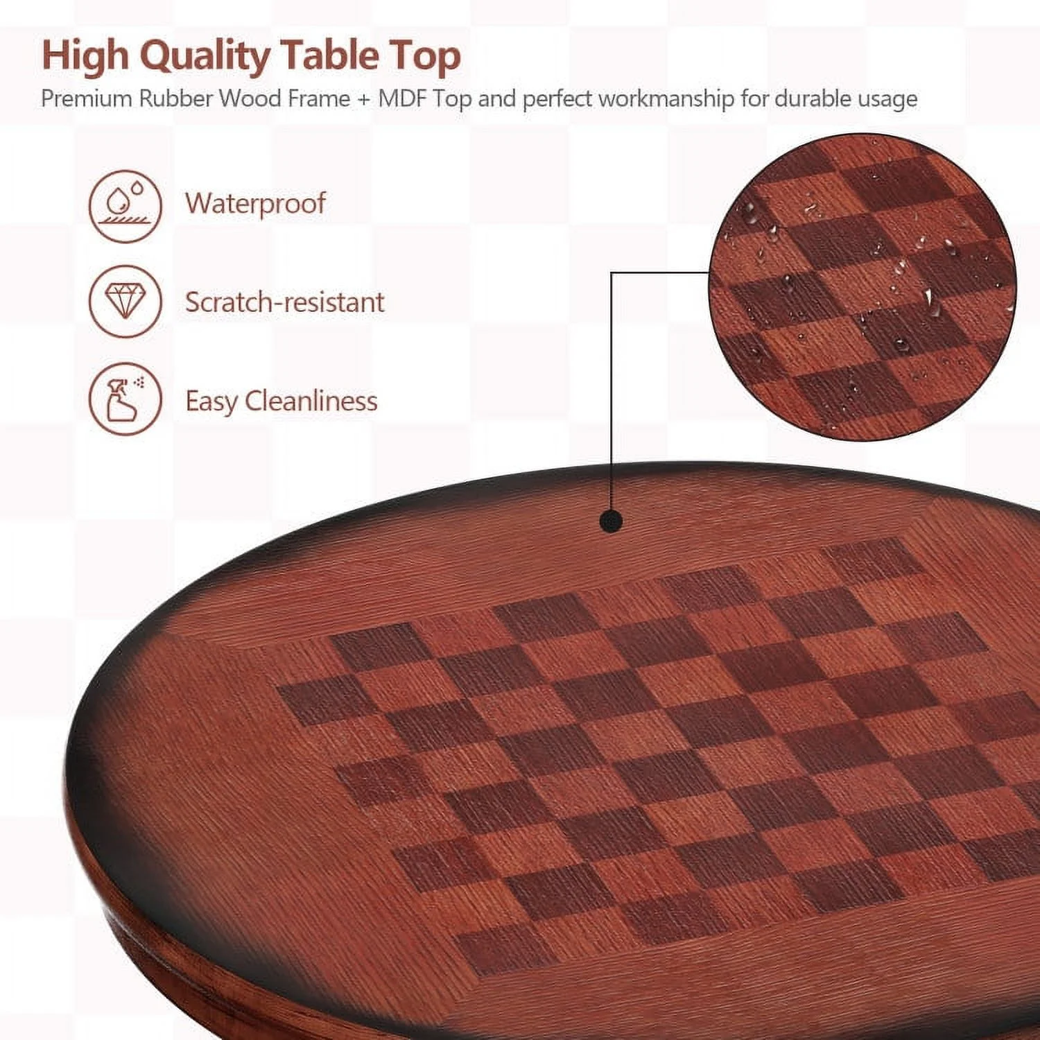 Wooden Pub Table with Chessboard - Elevate Your Space