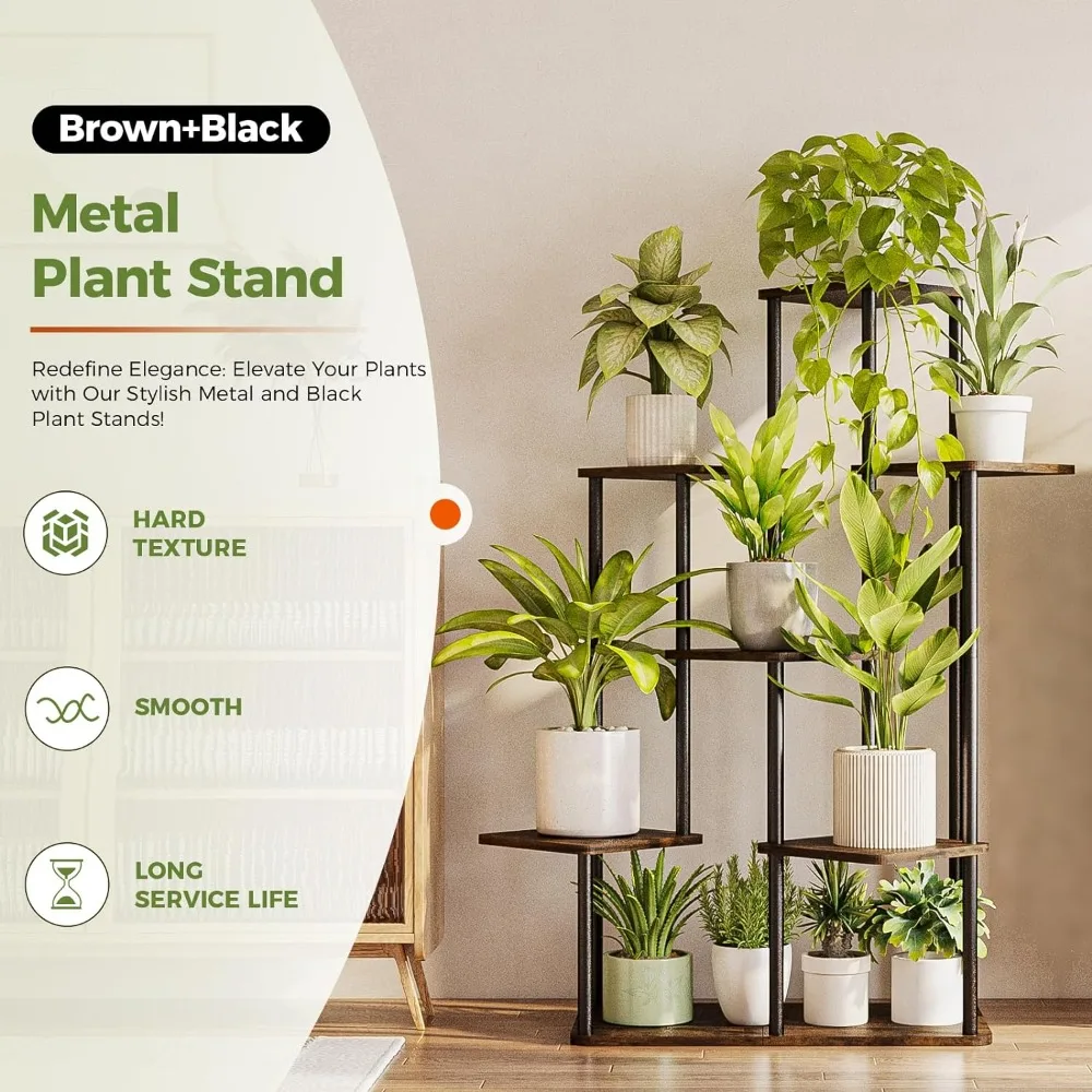 Plant Stand Indoor, 7 Tier Tall Metal Plant Shelf for Multiple Plants, Large Tiered Flower Stand for Patio Garden