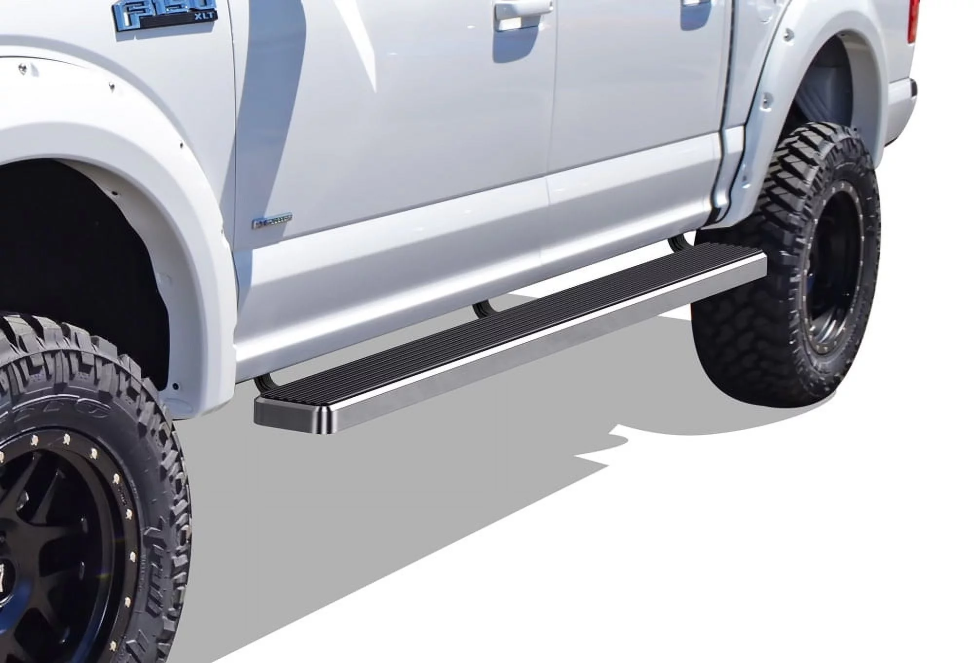 APS iBoard Running Boards 6 inches Compatible with Ford F150 2015-2023 SuperCrew Cab & F150 Lightning 2022-2023 & F-250 F-350 Super Duty 2017-2022 Crew Cab (Nerf Bars Side Steps Side Bars)