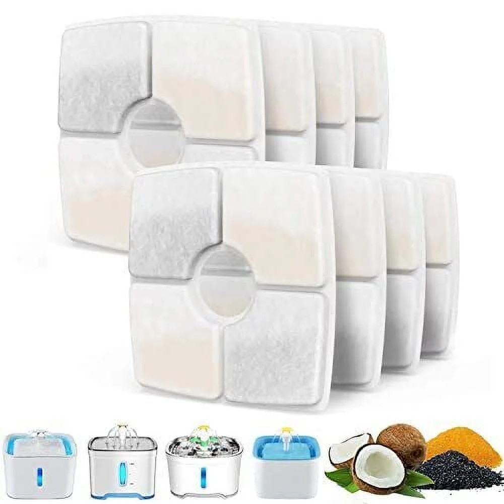 8 Pack Pet Water Fountain Filters for 84oz/2.5L Automatic Pet Fountain Cat Dog Water Dispenser