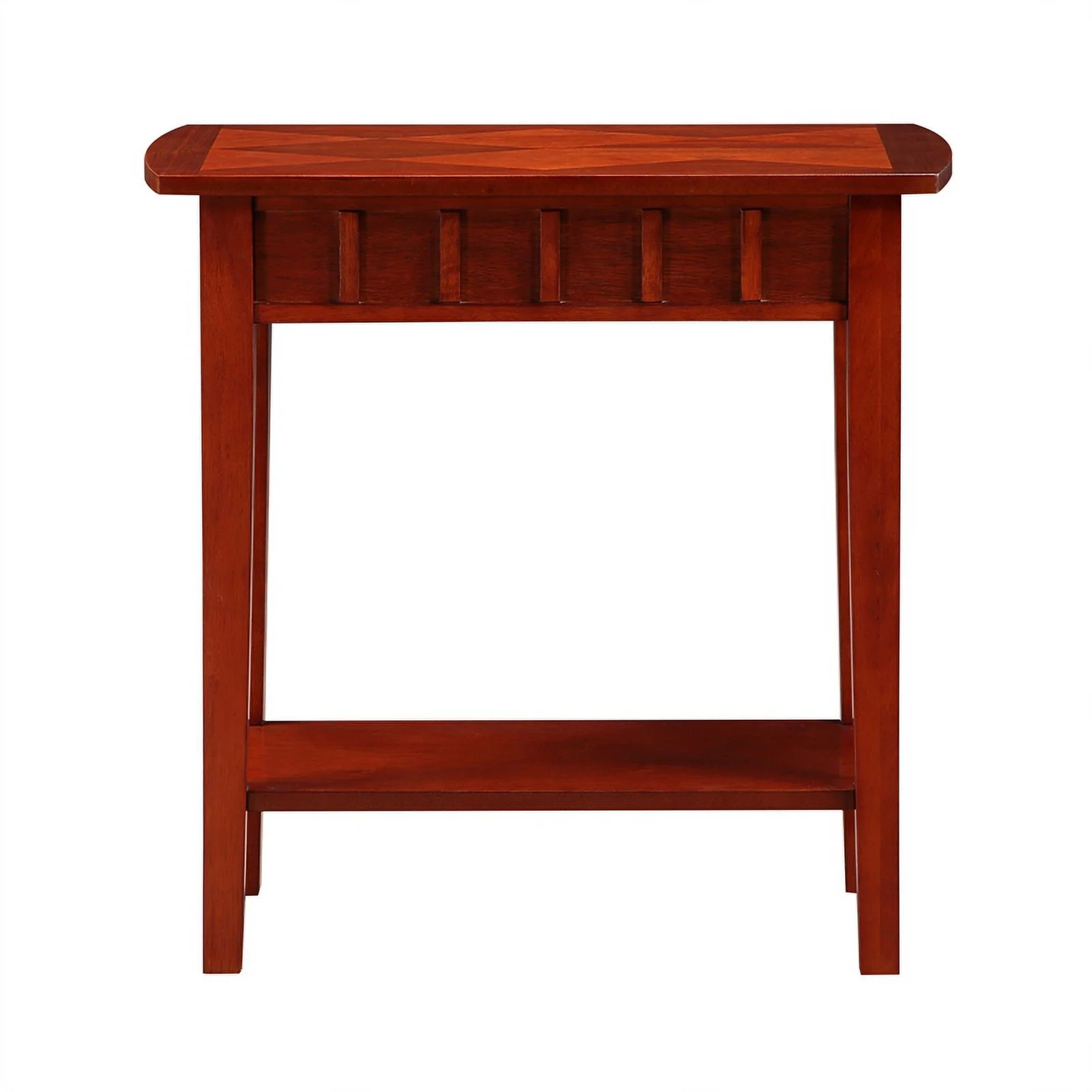 Pemberly Row Modern End Table with Shelf in Mahogany Wood Finish