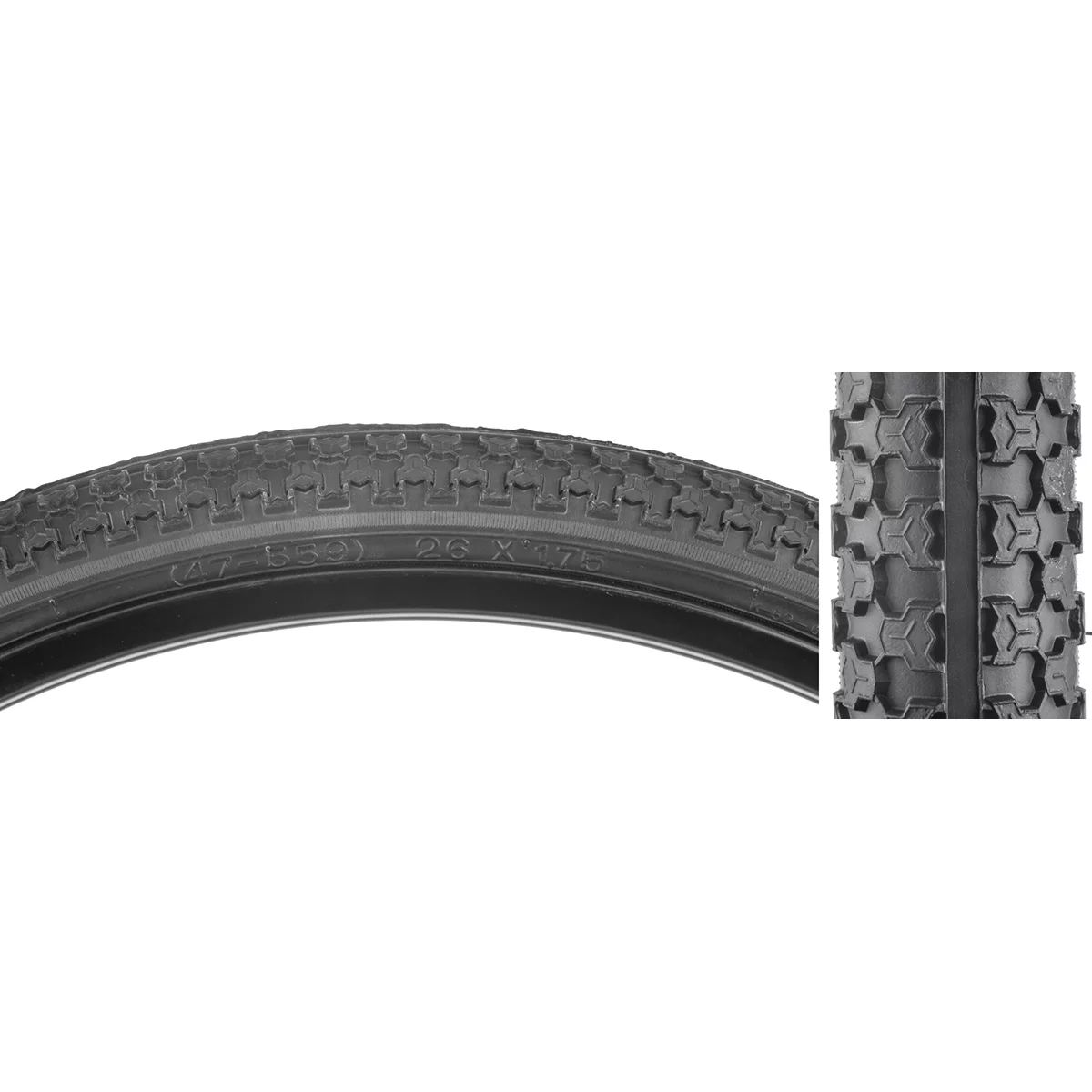 Sunlite Tire 26X1.75 Black/Black Raised Ctr K5
