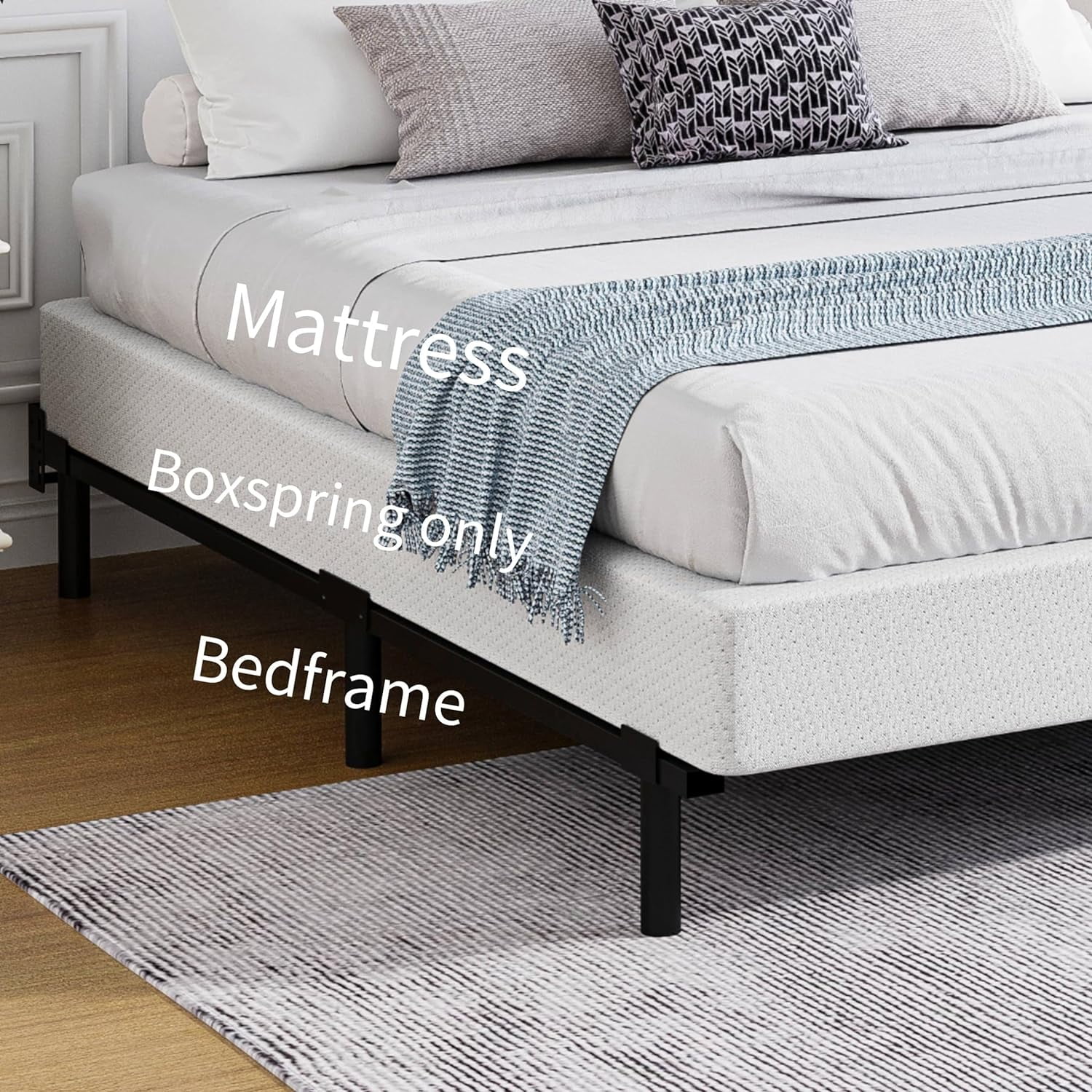 YILAN Queen Box Spring 9 Inch High Profile Strong Metal Frame Mattress Foundation, Quiet Noise-Free,Easy Assembly, 3000lbs Max Weight Capacity