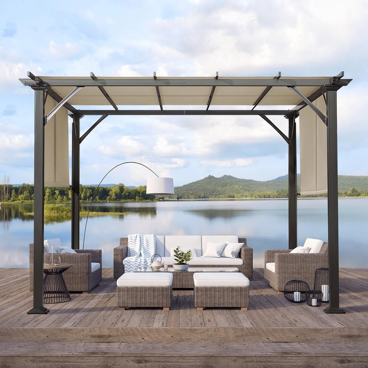 Erommy  10' x 10' Outdoor Pergola, Patio Gazebos with Steel Frame and Shade 10' x 10' -N