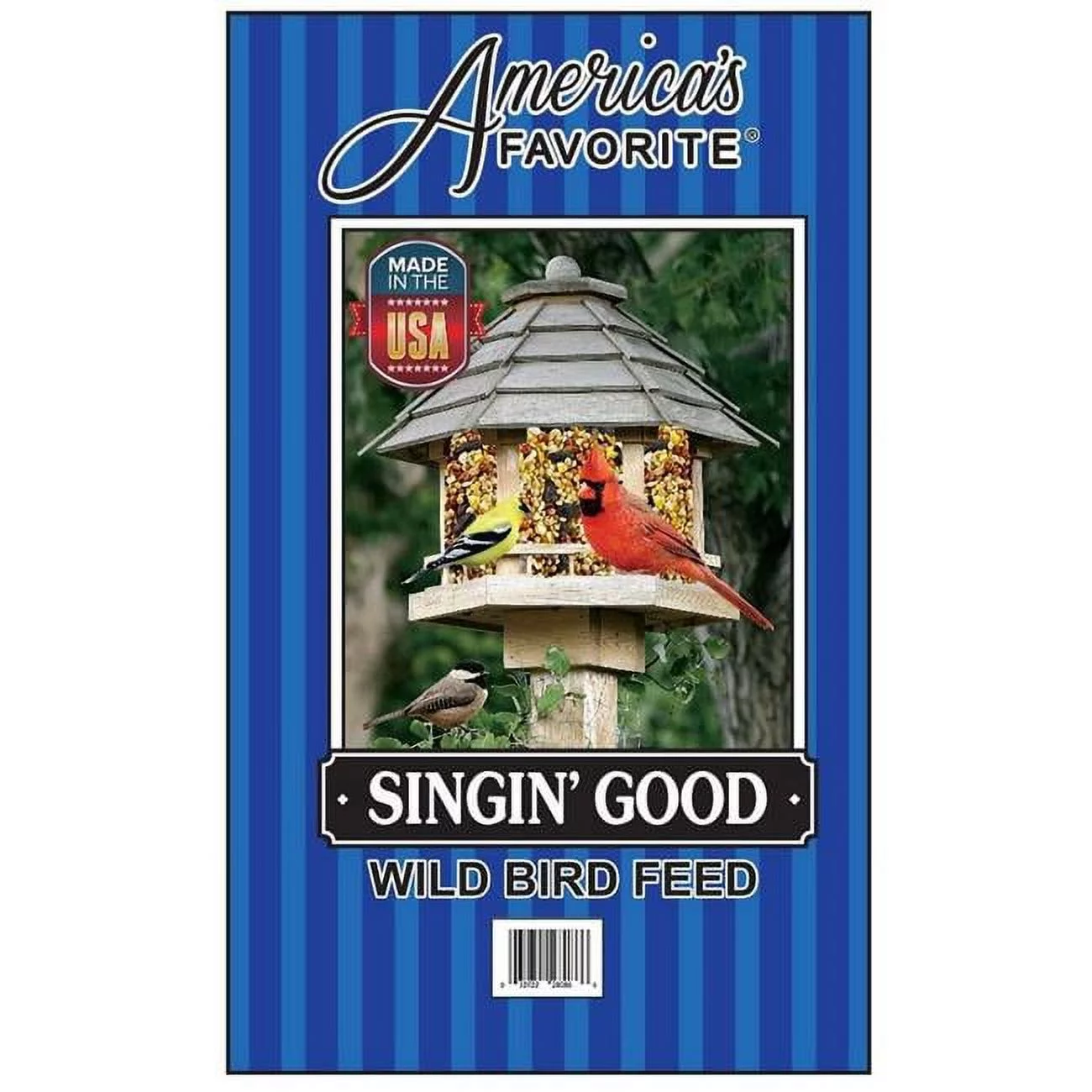 Americas Favorite 4150060 40 lbs Singin Good Wild Bird Feed Blue Stripe Bag, Blue Stripe