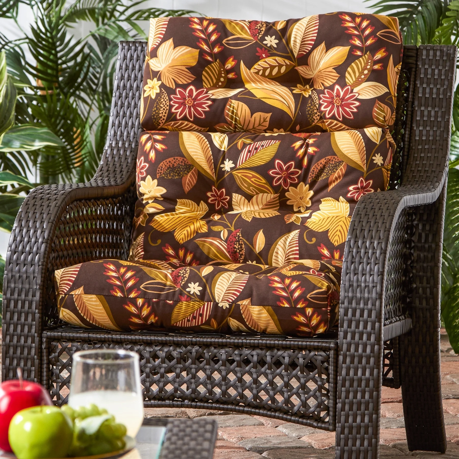 Greendale Home Fashions 44x22-inch Timberland Floral Outdoor High Back Chair Cushion (Cushion Only)