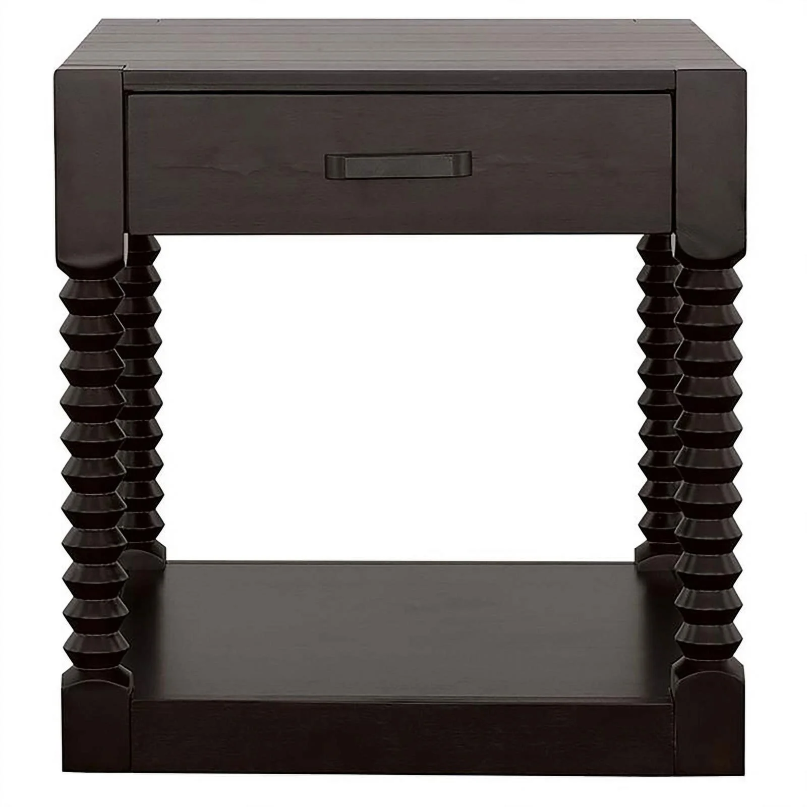 Pemberly Row 1-drawer Traditional Wood End Table in Coffee Bean