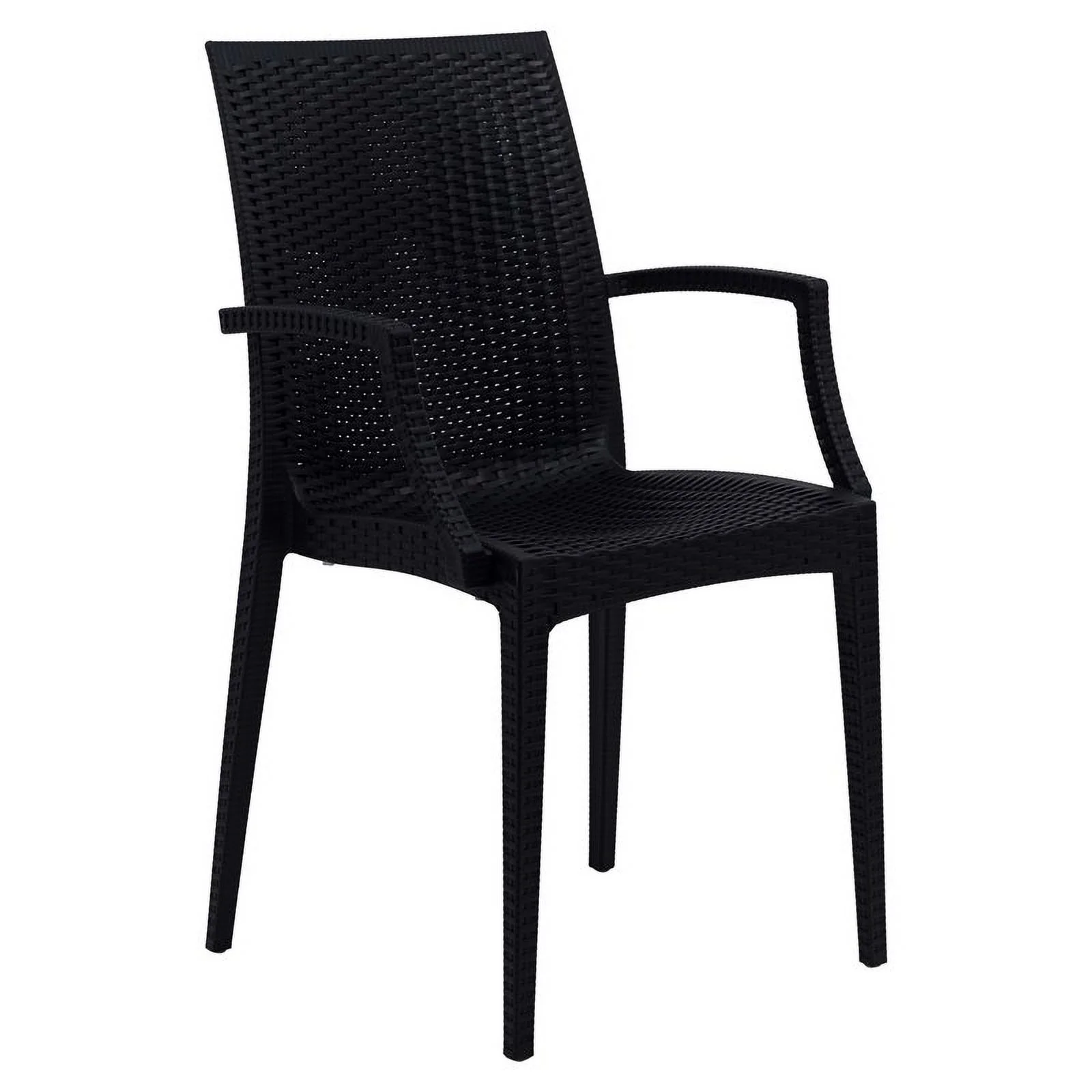 Afuera Living Modern Weave Indoor Outdoor Dining Armchair in Black