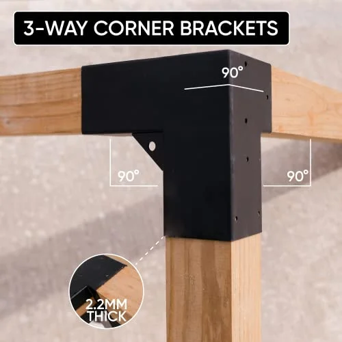 Pergola Kit, Pergola Stainless Steel 3-Way Right Angle Corner Bracket with Screws, Outdoor Pergola Hardware Kit for 4x4 Inch(Actual: 3.5x3.5 Inch) Wood Beams，Pergola/Gazebo Kit (4 Pack)