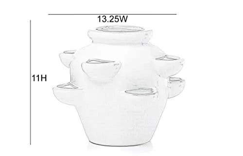 Alfresco Home 31-1535 Eight Pocket Ceramic Strawberry Jar-Lace Pottery
