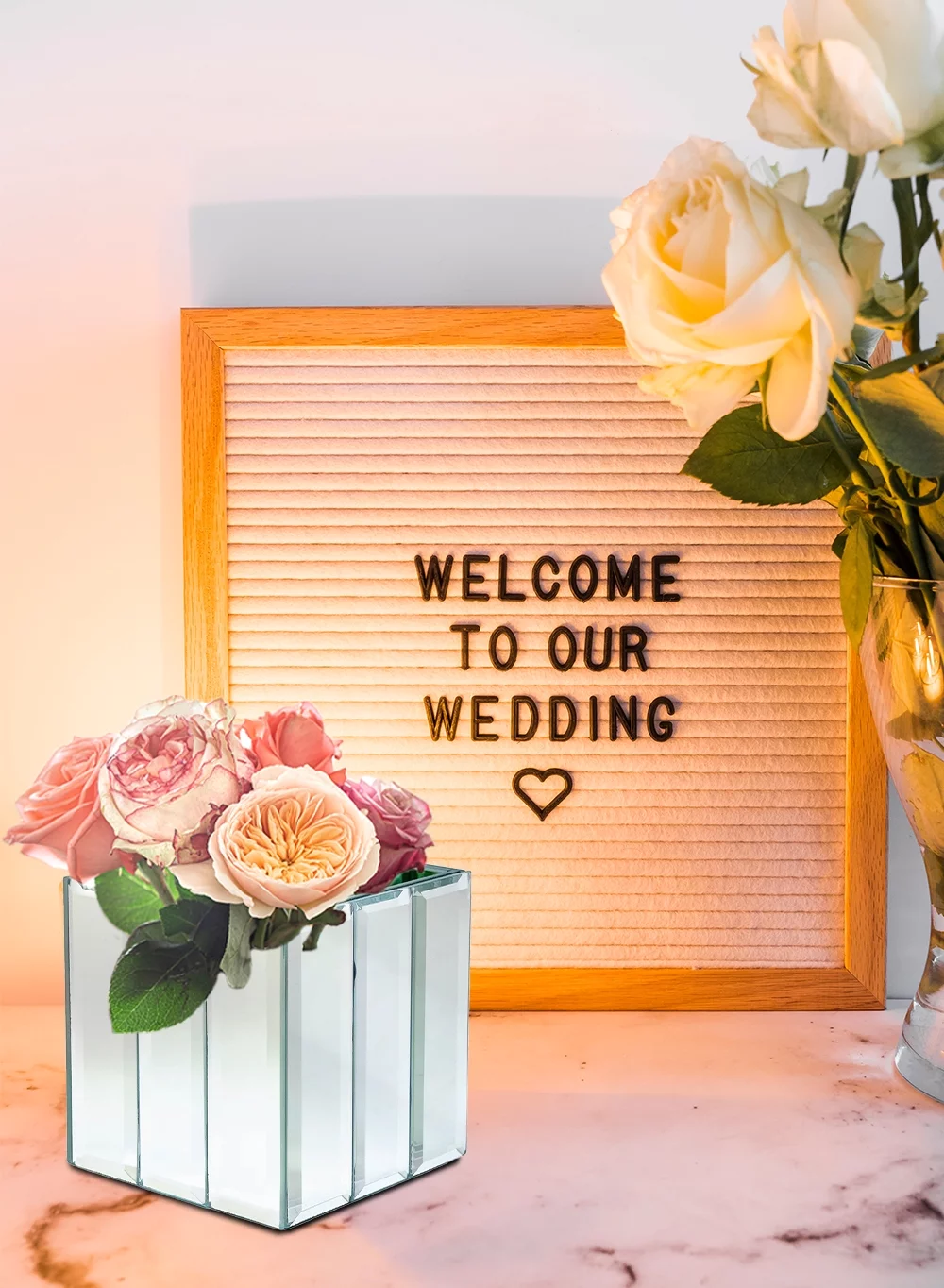 Serene Spaces Living Small Gatsby Mirror Strip Cube Vase, 4” Cube