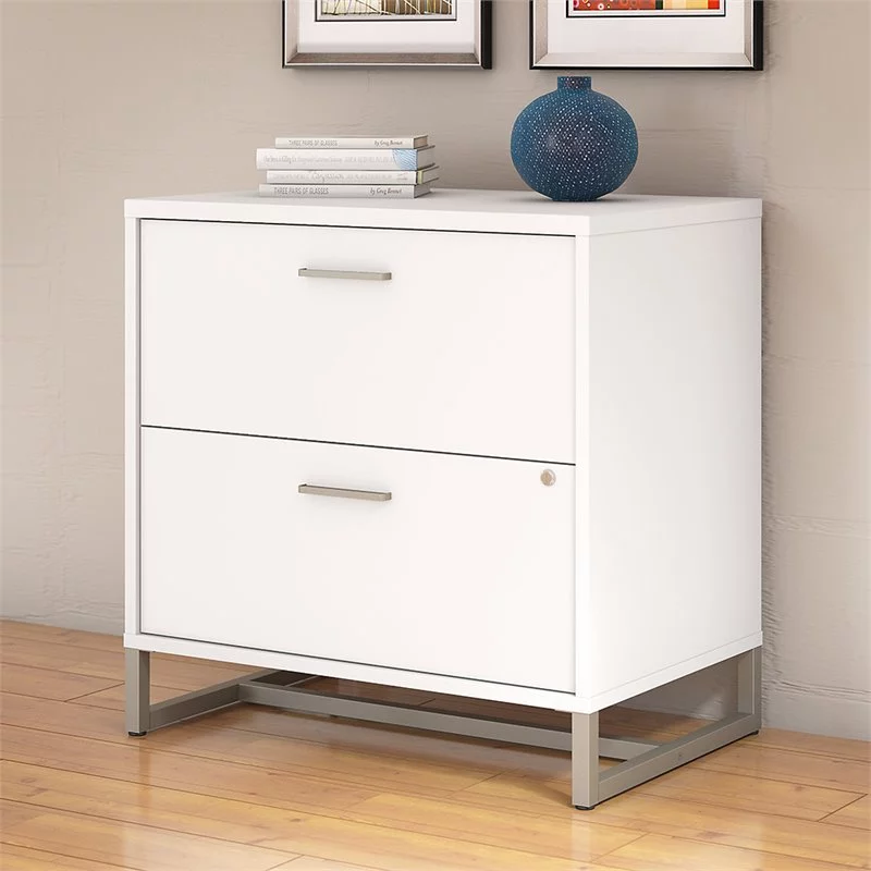 Home Square 2 Drawer Engineered Wood Filing Cabinet Set in White (Set of 2)