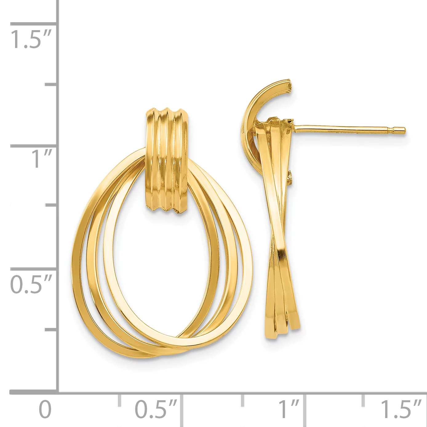 Primal Gold 14 Karat Yellow Gold Polished Triple Circle Fancy Post Earrings