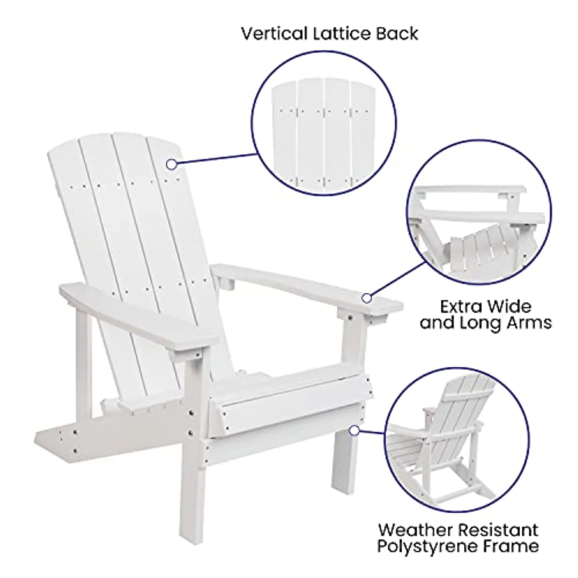 Flash Furniture Charlestown 5 Pcs Iron Wood Burning Fire Pit Set With Adirondack Chairs, White