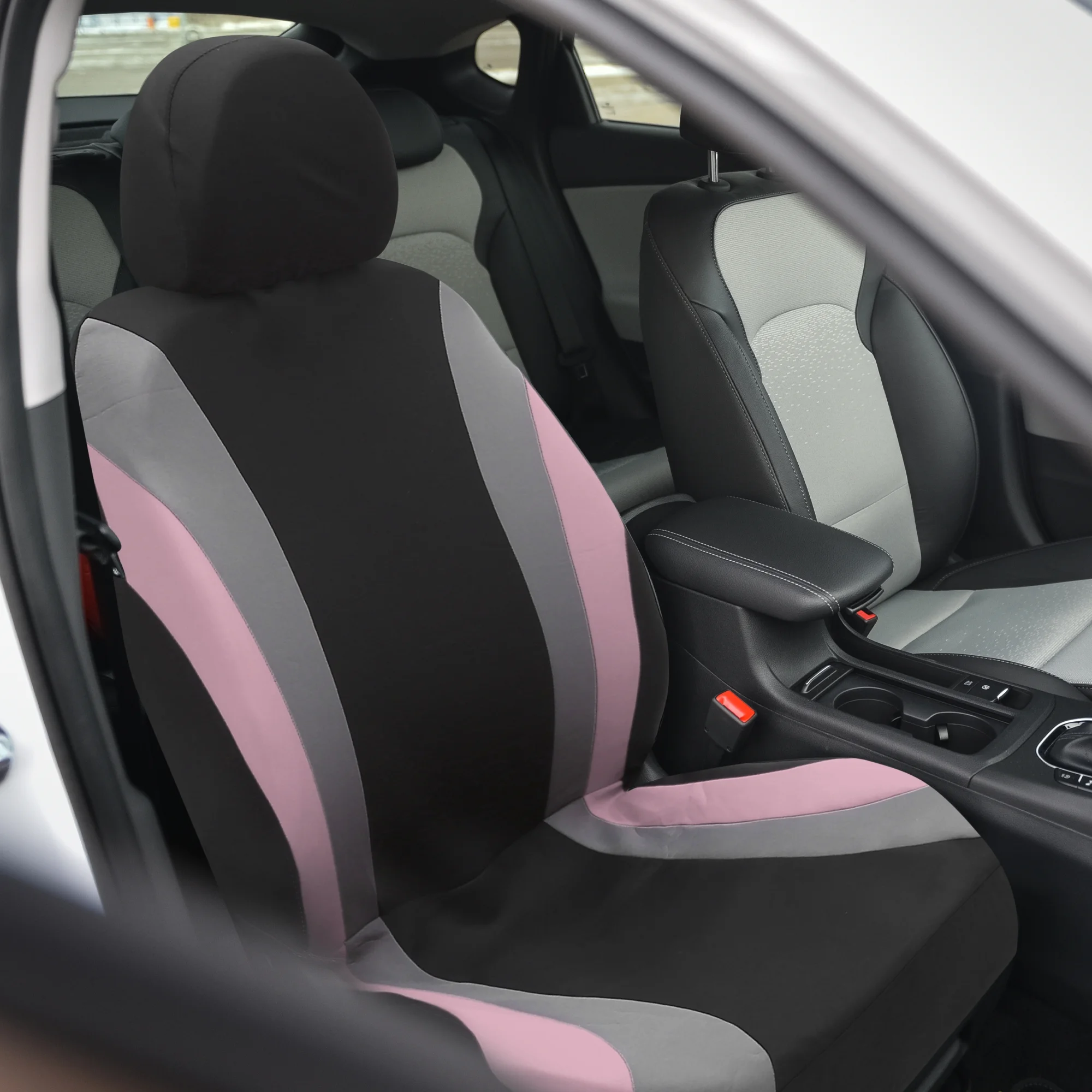 Universal 9 Piece Car Seat Covers Kit Washable and Breathable SUV Car Interior Seat Protectors Pink