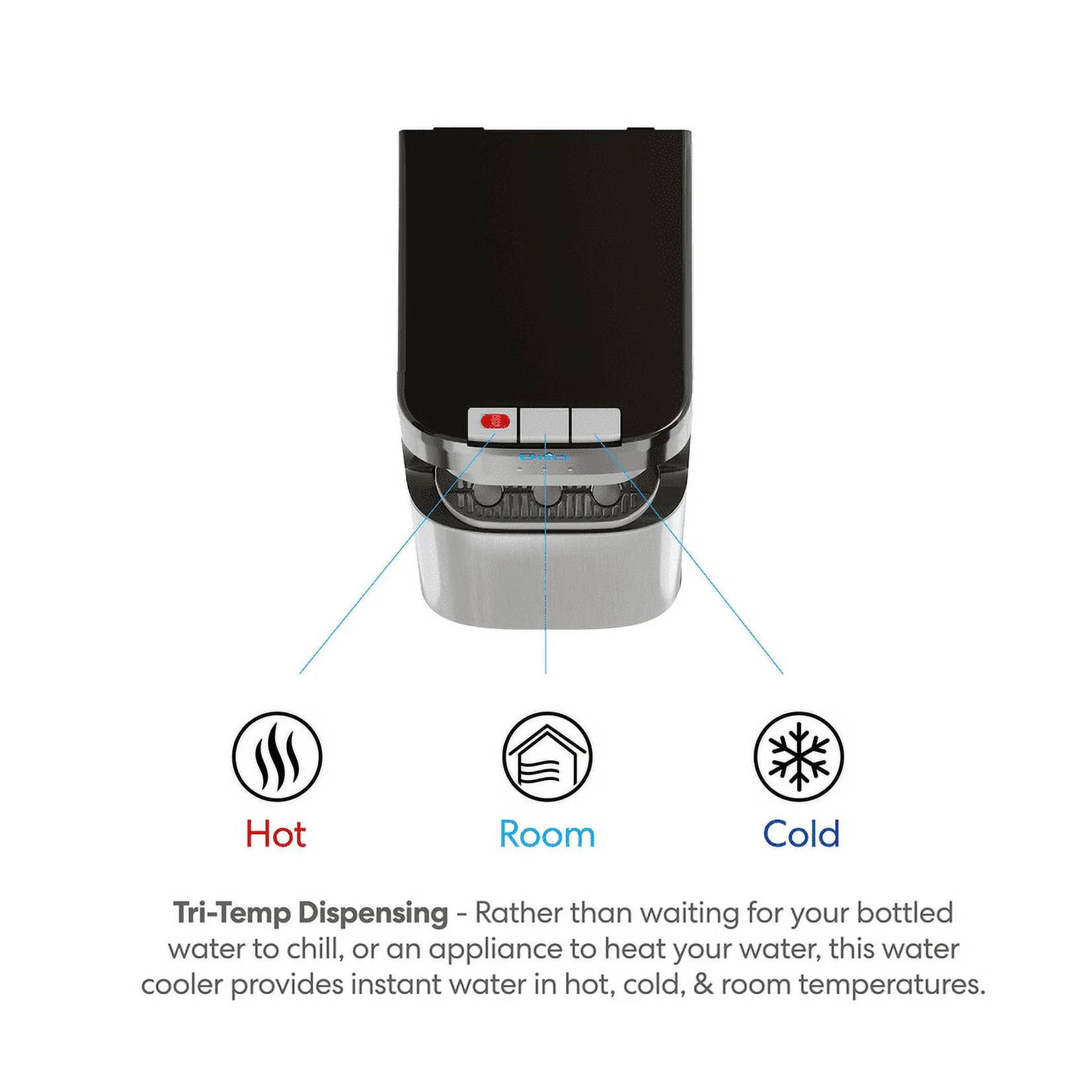 Brio Bottom Load Water Cooler Dispenser with Hot, Cold and Room Temperature Water, Height 41.4
