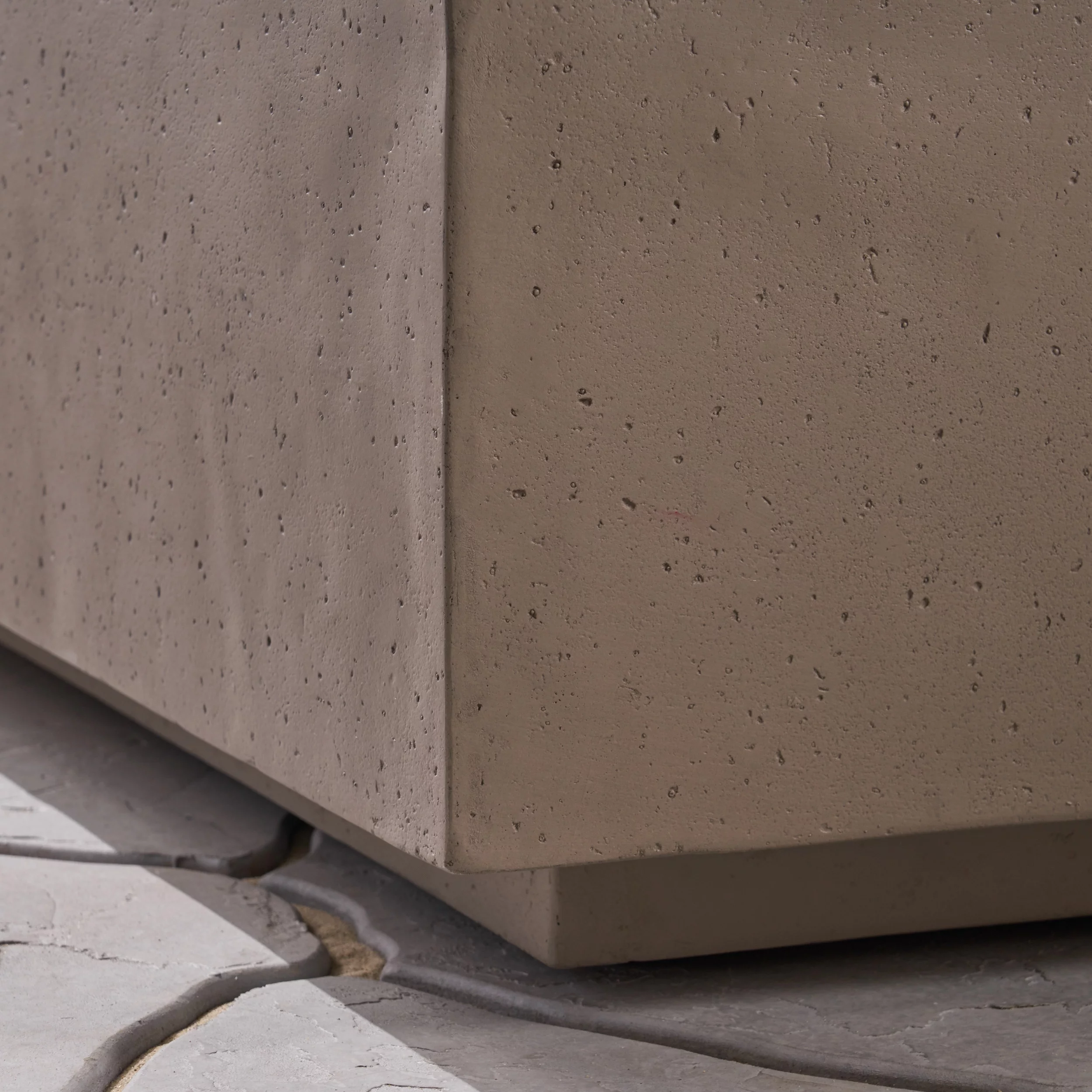 GDF Studio Keith Outdoor Acacia Wood 10 Seater Sectional Sofa Set with Fire Pit, Teak, Beige, and Light Gray