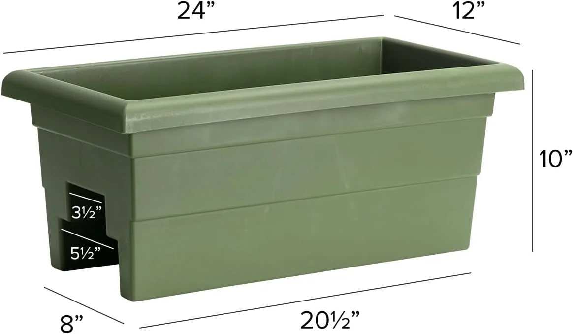 Novelty  24 in. Countryside Over the Rail Planter, Sage Green