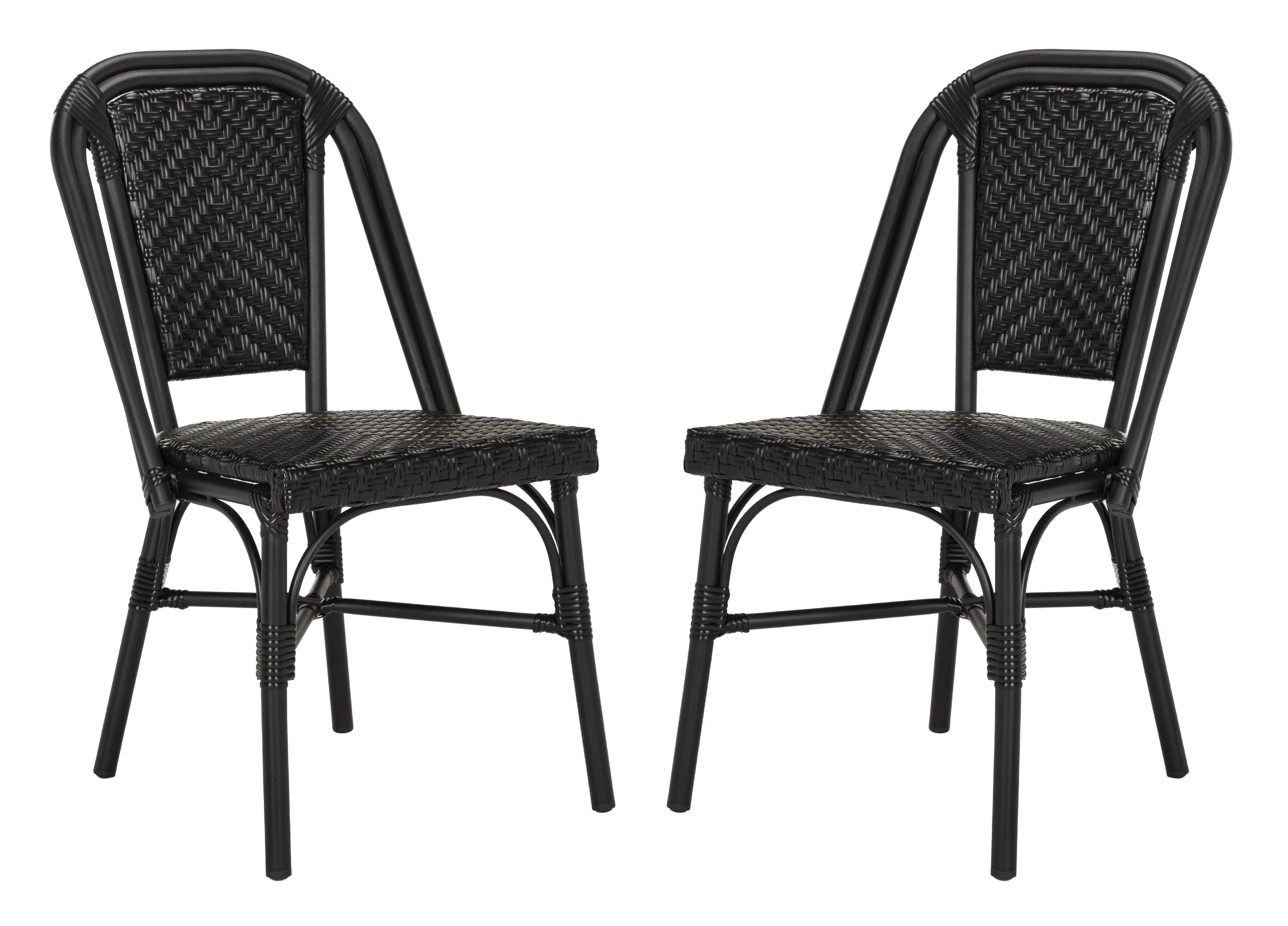 Safavieh Daria Outdoor Patio Stacking Side Chair, Set of 2 - Black