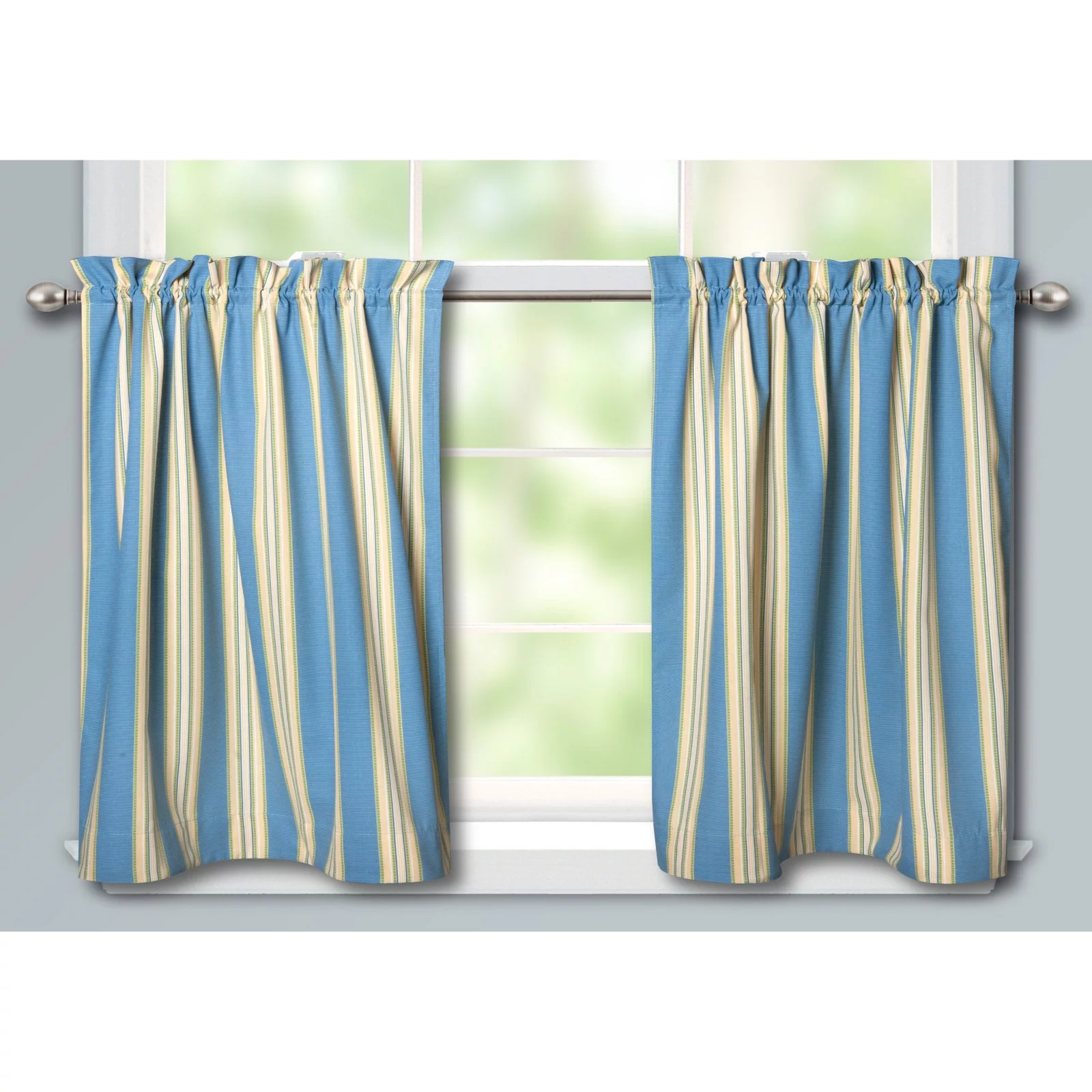 Ellis Curtain Lisa Stripe Tiered Rod Pocket Curtain Panel Pair
