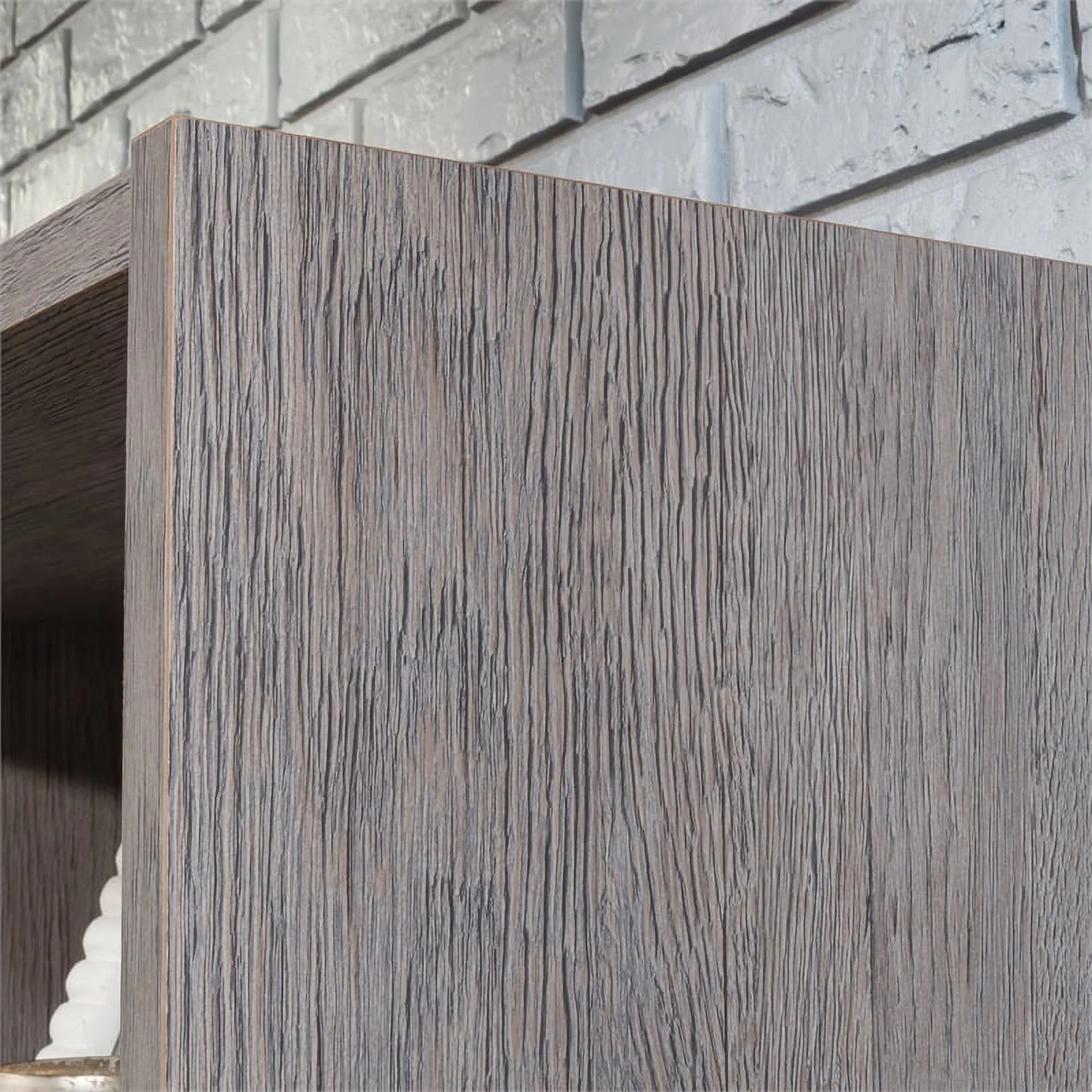 Pemberly Row Modern Engineered Wood Library in Ashen Oak Finish