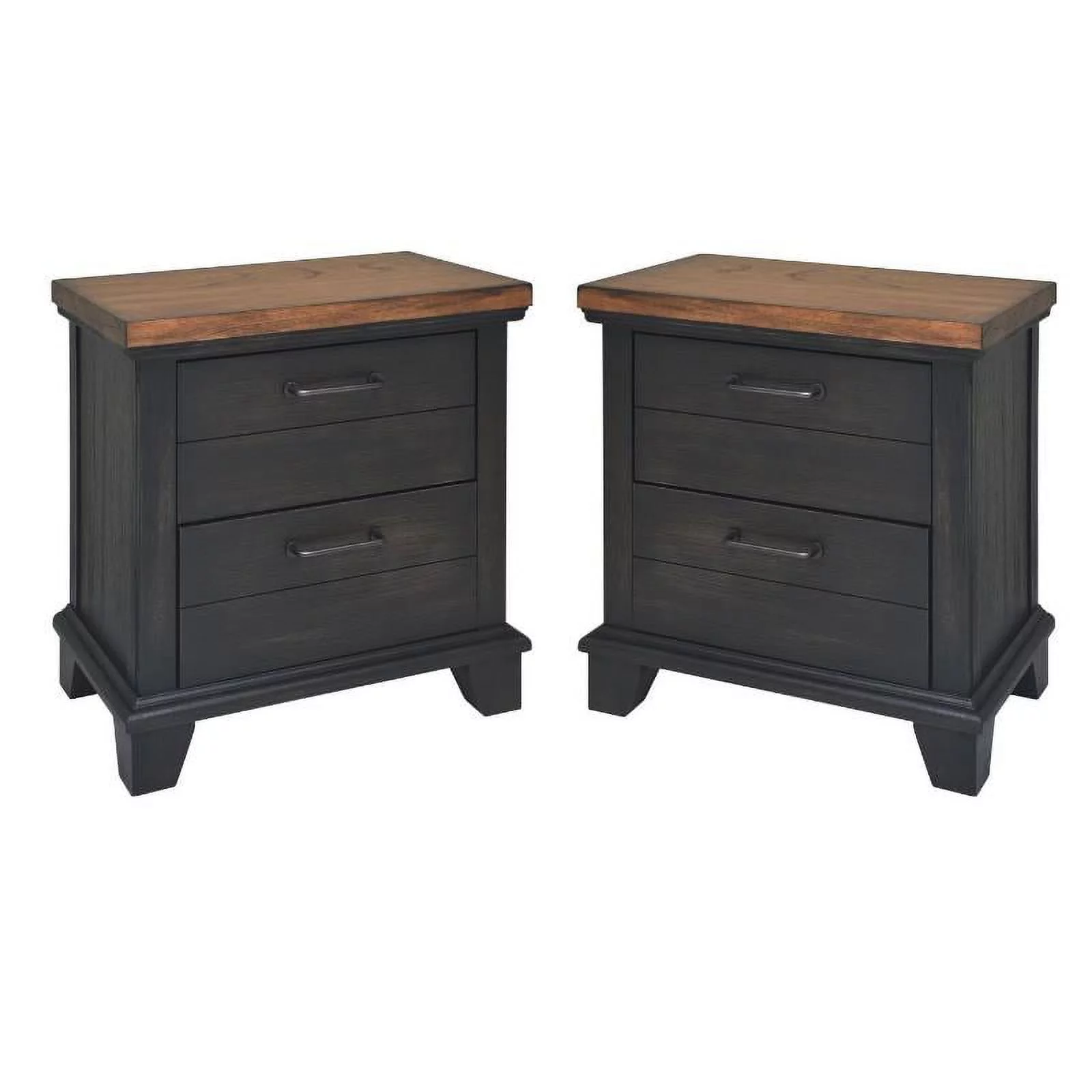 Home Square Two Drawer Wood Nightstand Set in Honey Brown (Set of 2)