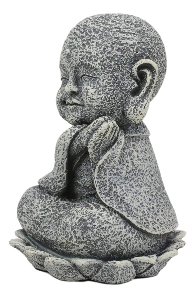 Ebros Zen Meditating Japanese Jizo Monk W/ Tilted Head On Lotus Statue 4