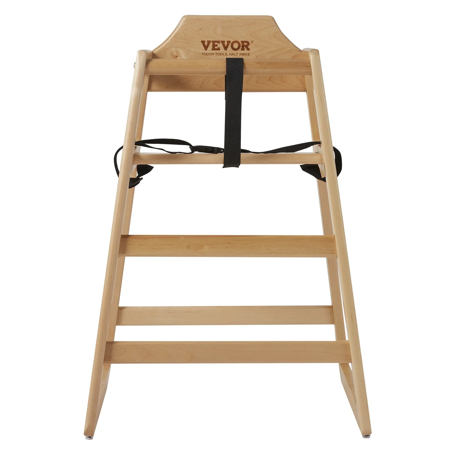 VEVOR Convertible Wooden High Chair, Double Solid Wood Baby & Toddler Feeding Chair, Portable and Easy to Clean, Compact Eat & Grow Booster Seat, Natural Finish