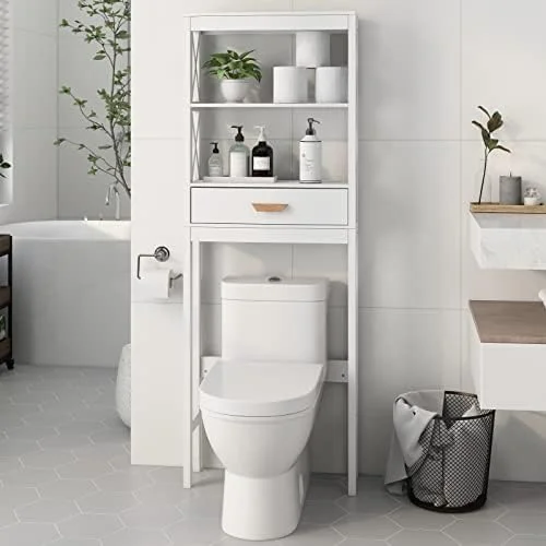 CHGBVC Bathroom  Over The Toilet X- Frame Bathroom Organizer with 1 Drawer and Open Shelves Bathroom Space Saver()
