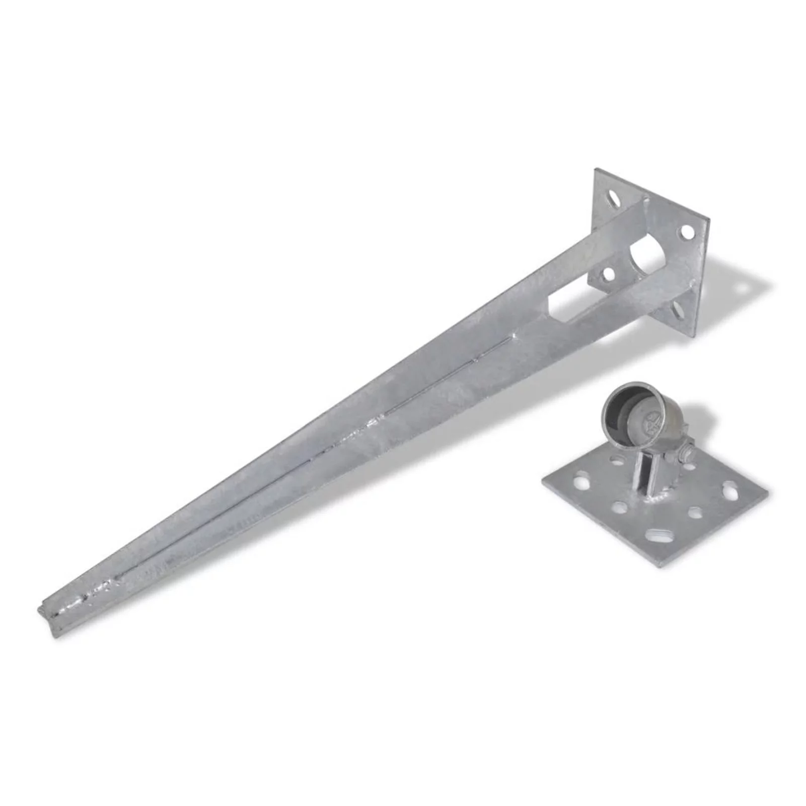Dcenta 2 Fence Post Anchor Ground Spike with 2 Pole Holders Set Zinc Coated Steel Anchor Height: 19.7 Inch