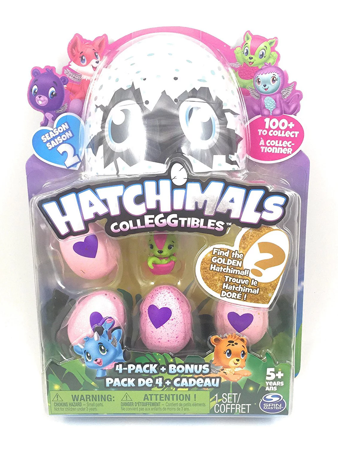 Hatchimals Colleggtibles Season 2 Set Find The Golden Hatchimal, 1 4-Pack Plus Bonus Figure 1 2-Pack Plus Nest and 1 Blind Bag Egg