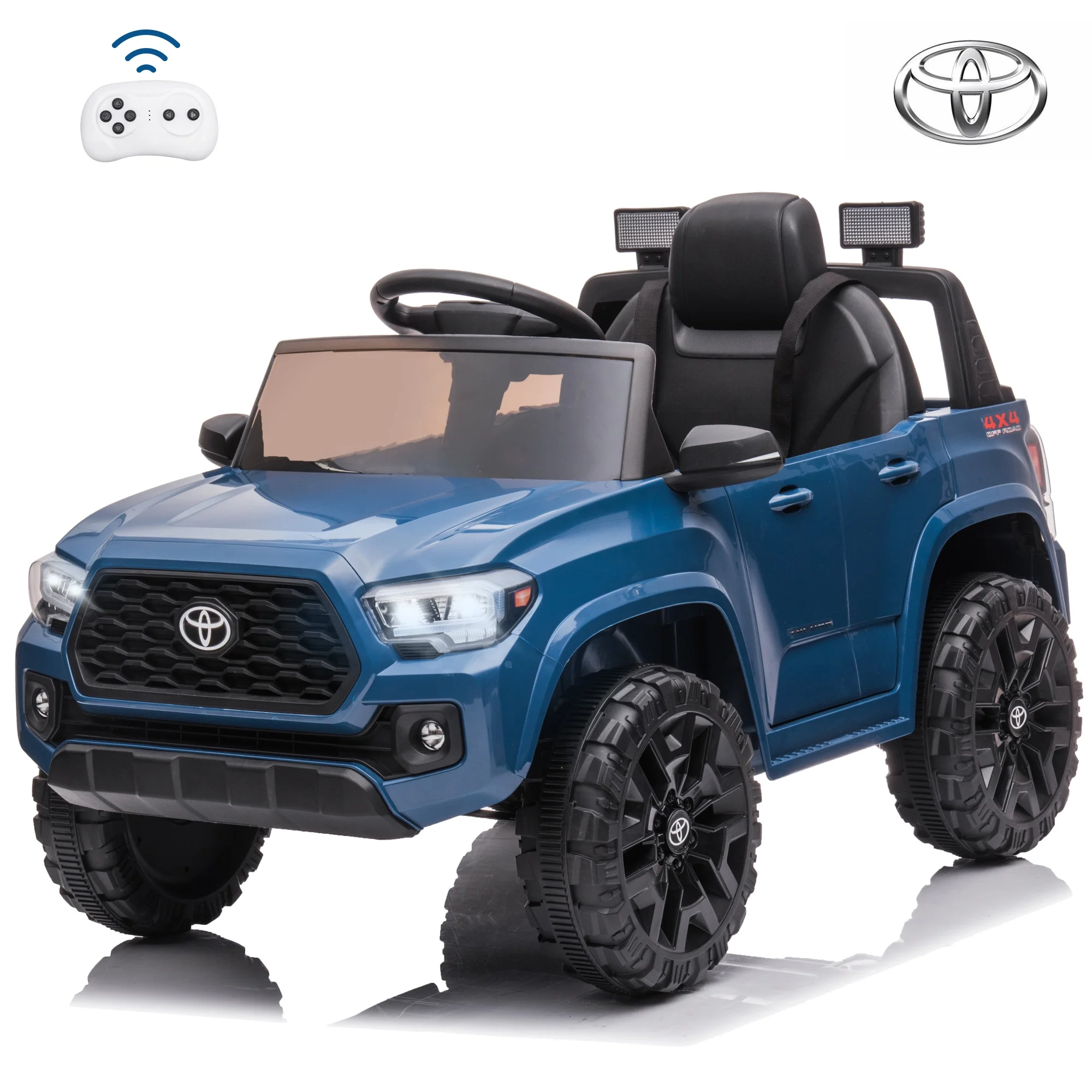 12V Kids Licensed Toyota Tacoma Electric Vehicle, Ride On Car Truck w/ Remote Control, 4 Tries Boys Girls Ride-on Toy with Brakes and Gas Pedal, 2 LED Headlights, Blue, SS2629