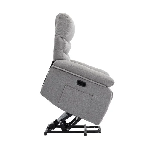Power Lift Recliner Chair, cotton linen gray elderly chair with lifting, lying flat, heating, vibration massage, USB charging, remote control control