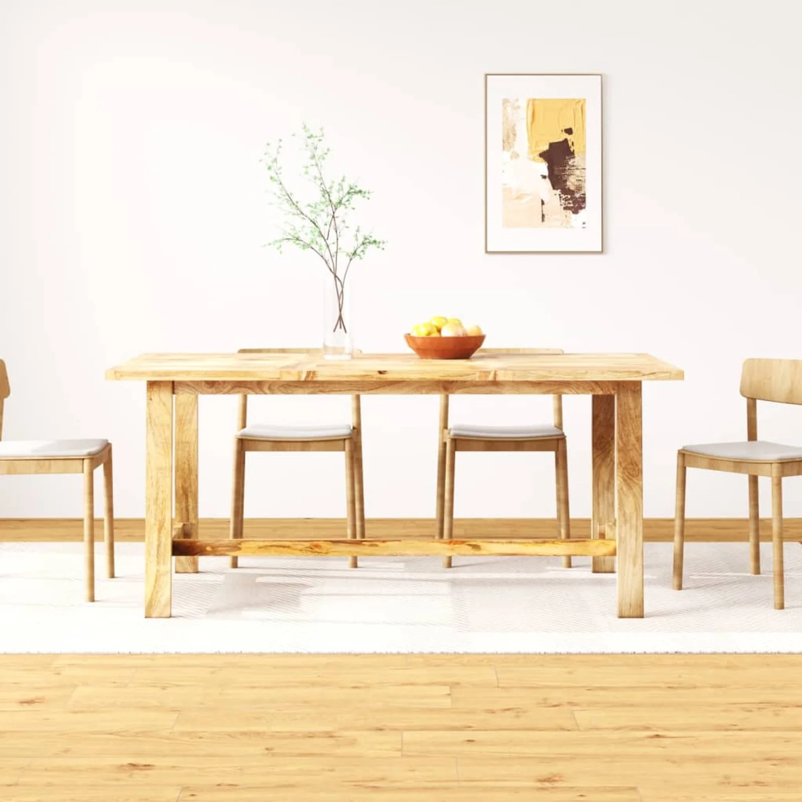 moobody Dining Table Solid Mango Wood 70.9in Wooden Dinner Table for Kitchen, Dining Room, Home Furniture