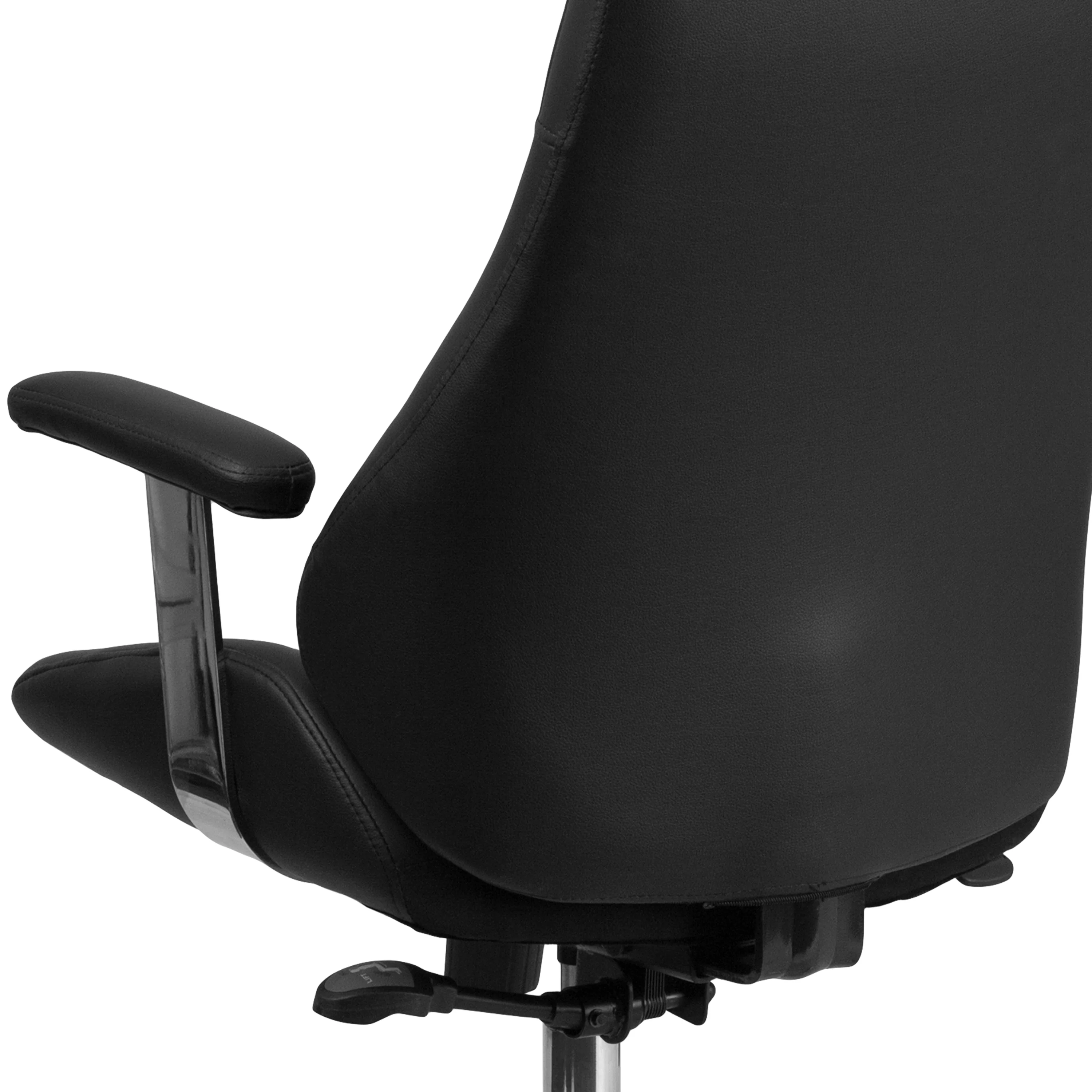 Flash Furniture High Back Black LeatherSoft Smooth Upholstered Executive Swivel Office Chair with Arms