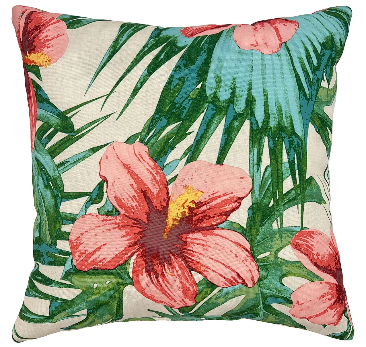Better Homes & Garden Hello Reversible Tropical Outdoor Pillow with Satin Embroidery, 19