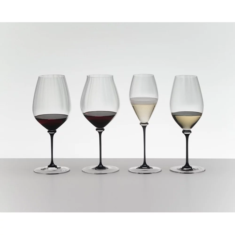 Riedel 4884/0D Fatto A Mano Performance Cabernet Glass, Black Stem (Set of Four)
