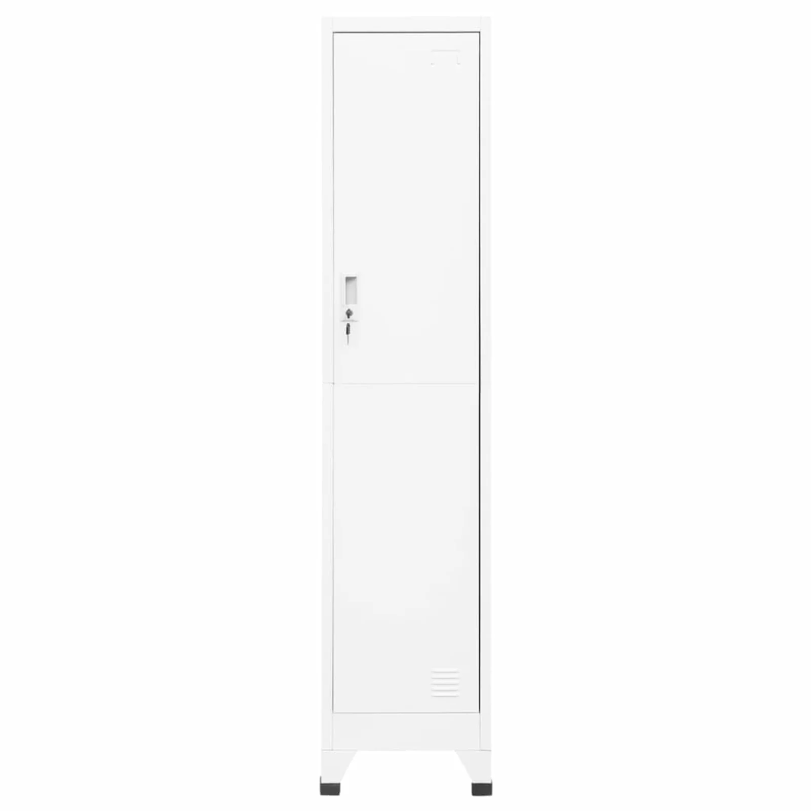 Anself Locker Cabinet with Storage Compartments and Hanger Lockable Door Steel File Cabinet White for Living Room, Bedroom, School, Home Office Furniture 15 x 17.7 x 70.9 Inches (W x D x H)