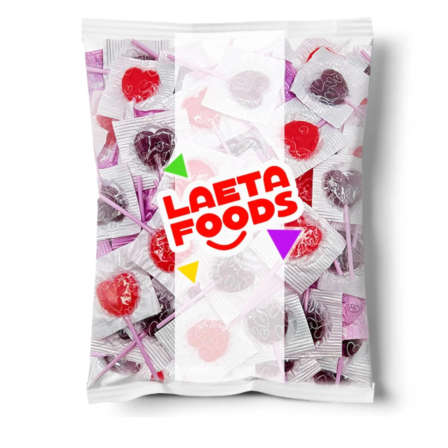 Mother's Day Heart Shaped Lollipops, Original Flavors Candy (2 Pound Bag - Approx. 100 Count)