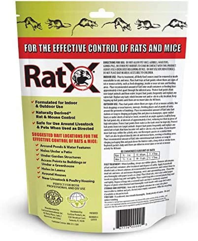 EcoClear Products 620101, RatX All-Natural Poison Free Humane Rat and Mouse Rodenticide Pellets, 1 lb. Bag