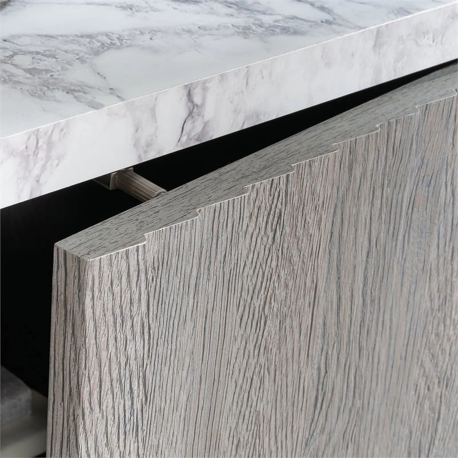 Pemberly Row Modern Engineered Wood Library in Ashen Oak Finish